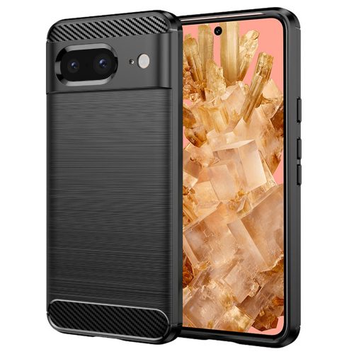 Szilikon karbon mintás Google Pixel 8 tok - Fekete