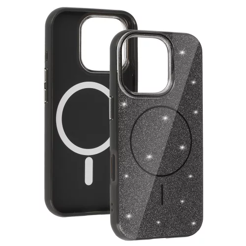 MagSafe Slim Csillogós tok iPhone 13 - Fekete