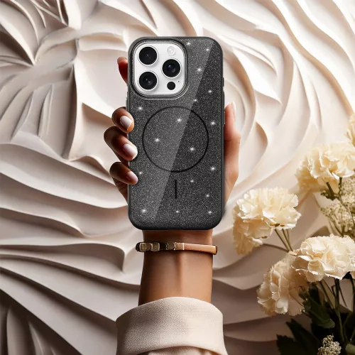 MagSafe Slim Csillogós tok iPhone 13 - Fekete