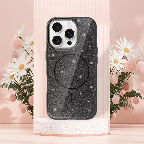 MagSafe Slim Csillogós tok iPhone 13 - Fekete