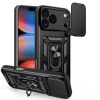 Modern Ütésálló Telefontok Állvánnyal és Kamera Védelemmel iPhone 17 Pro Max - Fekete