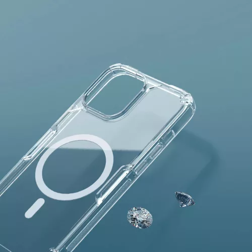 Nillkin Nature Pro MagSafes-es szilikon ütésálló átlátszó-fehér tok - iPhone 15