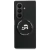 Samsung Galaxy Z Fold7, Karl Lagerfeld - MagSafe-es Bőr tok Karl & Choupette Heads mintával - Fekete