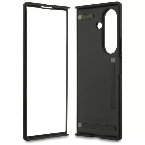 Samsung Galaxy Z Fold7, Karl Lagerfeld - MagSafe-es Bőr tok Karl & Choupette Heads mintával - Fekete