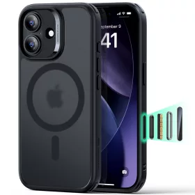   iPhone 17, Ütésállő MagSafe-es tok, Kameravédelemmel, Légpárnás sarkokkal - Matt Fekete - ESR Classic Hybrid HaloLock