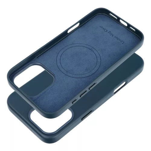 LEATHER MAG COVER Ökobőr tok iPhone 16 Pro - Sötétkék