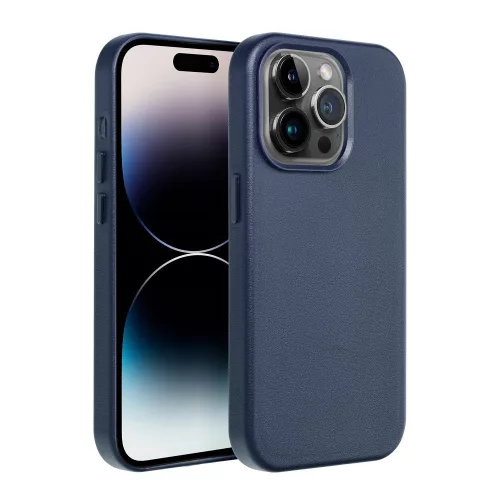 LEATHER MAG COVER Ökobőr tok iPhone 16 Pro - Sötétkék
