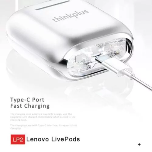 Lenovo ThinkPlus LivePods LP2 Bluetooth 5.1 zajszűrős vezeték nélküli bluetooth fülhallgató - Fehér