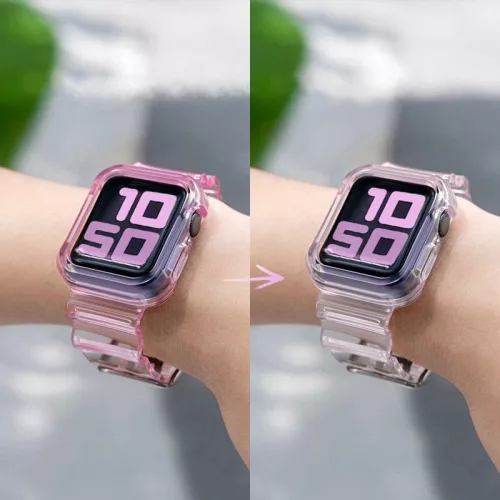 Szilikon Szíj és Tok Apple Watch-hoz - 40 mm - Rózsaszín