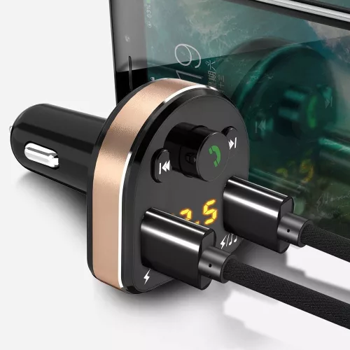 Dudao R2Pro Bluetooth FM transmittter fekete autós töltő MP3 3.1 A (2x USB port)