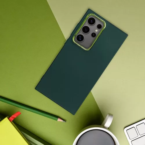 FRAME Szilikon tok extra kameravédelemmel SAMSUNG S25 Ultra - Zöld