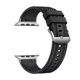   Techsuit szilikon és szövet szíj - Fekete - Apple Watch 42/44/45/49 mm