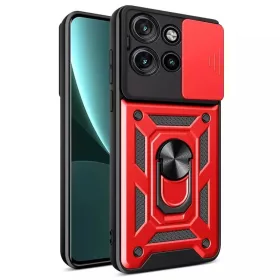   Modern Ütésálló Telefontok Állvánnyal és Kamera Védelemmel Motorolla Edge 50 Neo - Piros