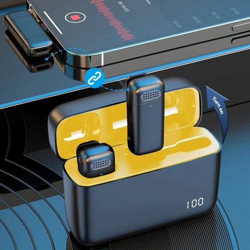 Vezeték nélküli csiptetős mikrofon szett (2 darabos) - Lightning csatlakozóval, zajszűréssel és 6 órás üzemidővel - Techsuit LW3