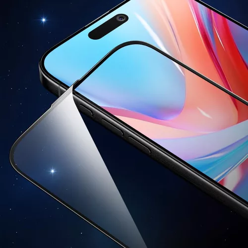 iPhone 17 Pro, Edzett üveg, Szuper erős ütés- és törésálló, ujjlenyomat-mentes, teljes kijelzős védelem - Fekete - Lito - D+ Max Strong 