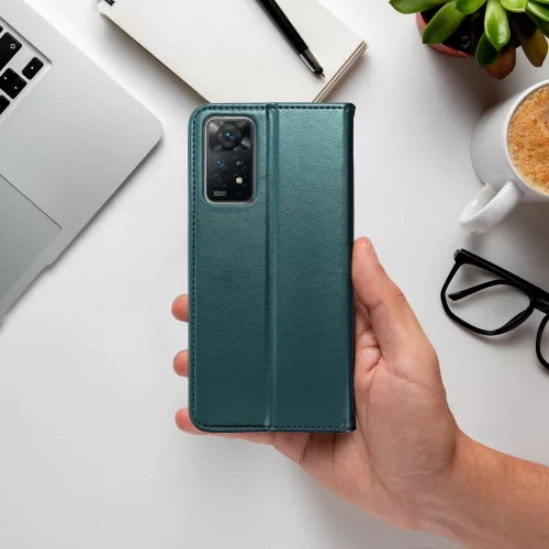 Xiaomi 15 Pro, Mágneses Kinyitható ECO bőr tok belső kártyatartó zsebbel - Zöld - Smart magneto 