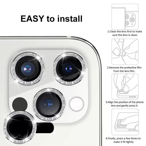Iphone 17, Csillogós Kameralencse védő edzett üveg, kövekkel (2db) - Fekete - HARD DIAMOND