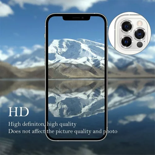 Iphone 17, Csillogós Kameralencse védő edzett üveg, kövekkel (2db) - Fekete - HARD DIAMOND
