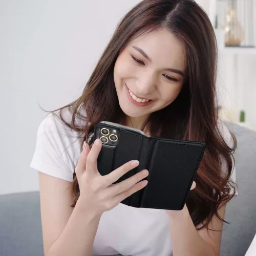 Honor X6a, Kinyitható kártyatartós tok állványfunkcióval - Fekete - SMART CASE
