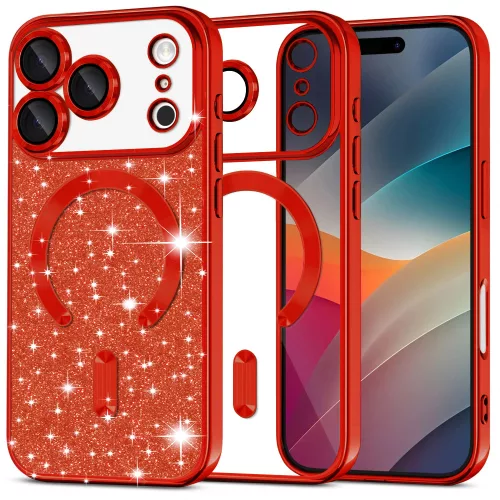 Techsuit - Luxury Glitter MagSafe - iPhone 17 Pro - Red