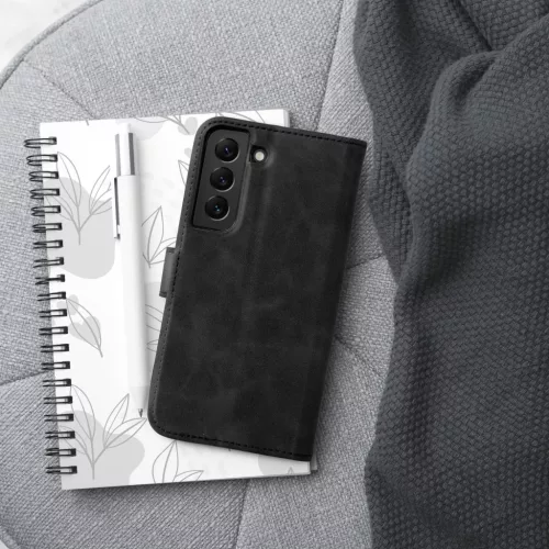 Tender Hasított Eco Bőr kinyitható Fekete tok (SAMSUNG A23 5G)