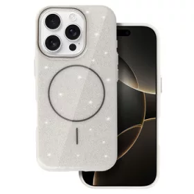 MagSafe Slim Csillogós tok iPhone 16 Pro Max - Ezüst