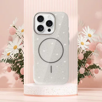 MagSafe Slim Csillogós tok iPhone 16 Pro Max - Ezüst