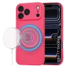 iPhone 17 Pro Max, Puha tapintású MagSafe szilikon tok, mikroszálas béléssel, Techsuit - SoftFlex - Pink