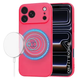   iPhone 17 Pro Max, Puha tapintású MagSafe szilikon tok, mikroszálas béléssel, Techsuit - SoftFlex - Pink