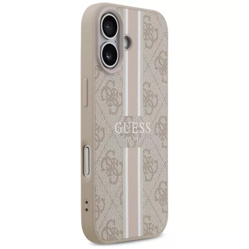 iPhone 17 Pro Max, Guess Hardcase 4G Printed Stripes MagSafe tok - Bézs/rózsaszín