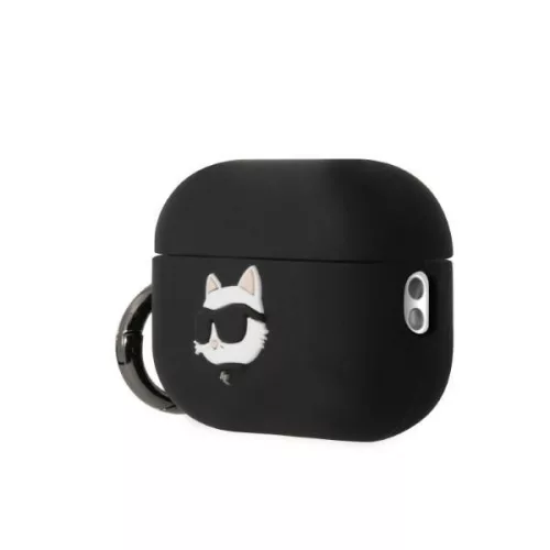 Karl Lagerfeld Choupette fejes fekete szilikon Airpods Pro tok