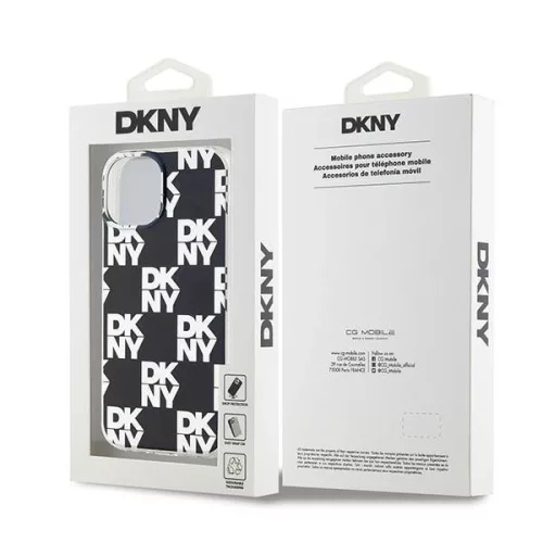 DKNY IML fekete kockás mintás tok (iPhone 15)