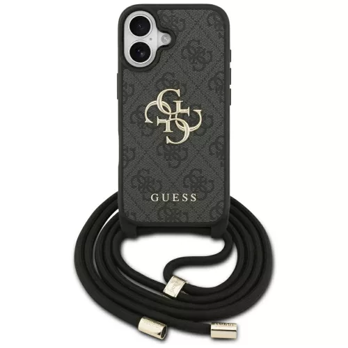 iPhone 17, Guess - Hardcase 4G CBDY Big Logo tok, pánttal - Fekete