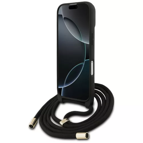 iPhone 17, Guess - Hardcase 4G CBDY Big Logo tok, pánttal - Fekete