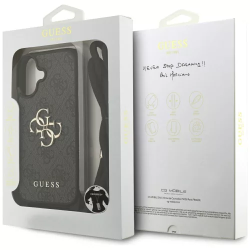 iPhone 17, Guess - Hardcase 4G CBDY Big Logo tok, pánttal - Fekete