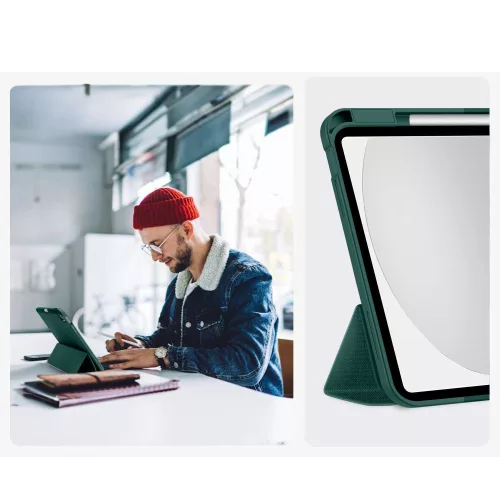 iPad 10.9" (2022 / 10. gen.) / iPad 11" (2025 / 11. gen.) Elegáns szövetborításos tok - Zöld - Tech-Protect SC Pen Canvas