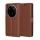 Xiaomi 15 Ultra, Kinyitható kártyatartós Ökobőr tok állványfunkcióval - Barna - Techsuit Leather Folio