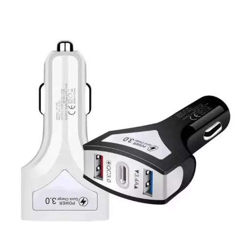 QUALCOMM YSY-393 Autós töltő 2x USB 1x USB C