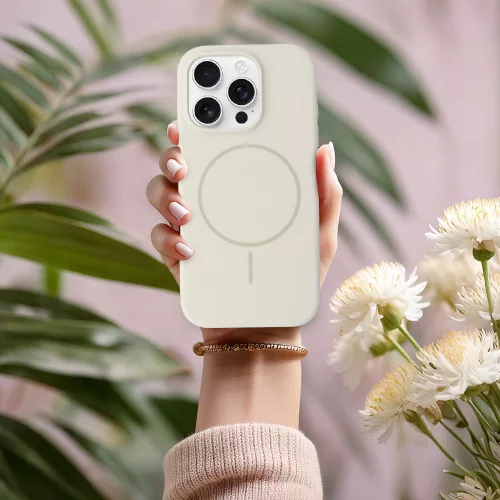 Magsafe Slim Szilikon tok iPhone 16 Pro Max - Bézs