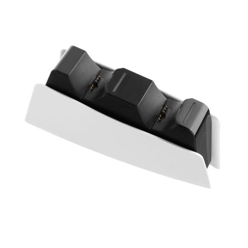 Töltőállomás PS5 DualSense kontrollerekhez, 2 dokkoló, gyorstöltés, beépített LED, USB-C port - Fekete - Fixed