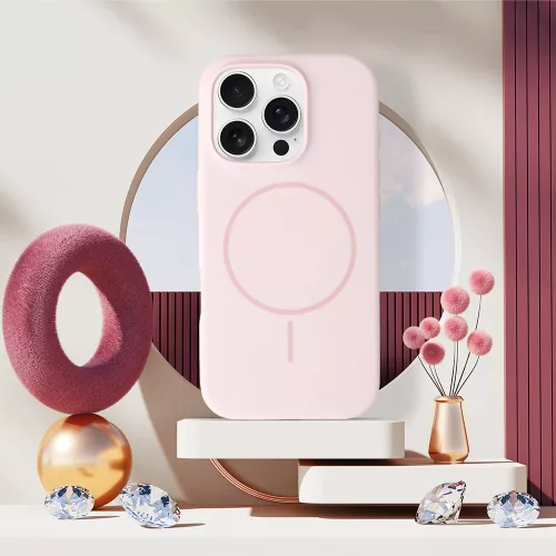 MagSafe Slim Szilikon tok iPhone 15 - Light Pink