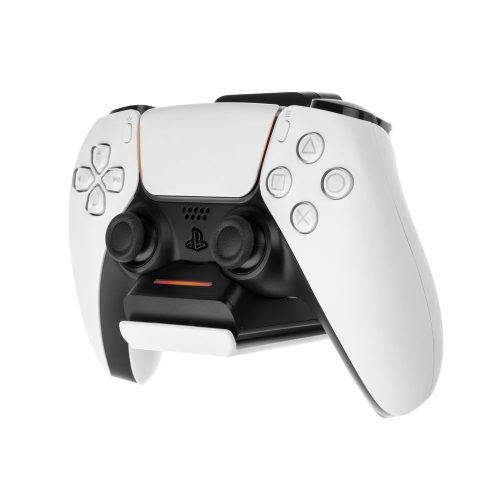 Fixed - Falra szerelhető állvány PS5 kontrollerekhez és fejhallgatókhoz, töltődokkal, LED - Fekete - Fixed