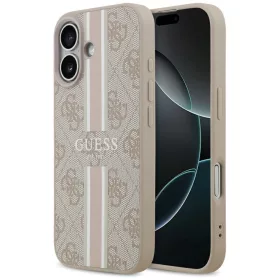   iPhone 17, Guess Hardcase 4G Printed Stripes MagSafe tok - Bézs/rózsaszín