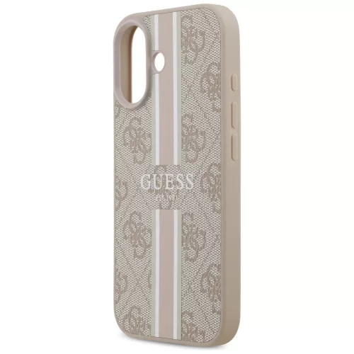 iPhone 17, Guess Hardcase 4G Printed Stripes MagSafe tok - Bézs/rózsaszín