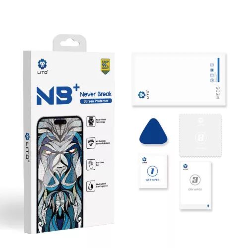 iPhone 17 Pro Max kijelzővédő fólia - edzett üveg, 4H karcállóság, ujjlenyomat-mentes, ütés- és törésálló, teljes kijelzős védelem - Lito NB Screen Protector