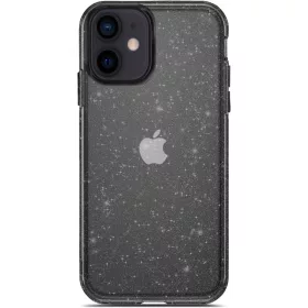 Csillogós szilikon tok iPhone 12 mini - Fekete-Átlátszó