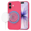 iPhone 17, Puha tapintású MagSafe szilikon tok, mikroszálas béléssel, Techsuit - SoftFlex - Pink