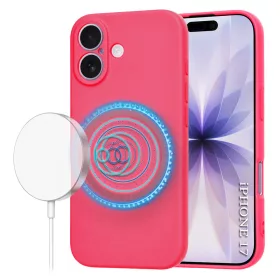   iPhone 17, Puha tapintású MagSafe szilikon tok, mikroszálas béléssel, Techsuit - SoftFlex - Pink