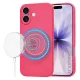 iPhone 17, Puha tapintású MagSafe szilikon tok, mikroszálas béléssel, Techsuit - SoftFlex - Pink