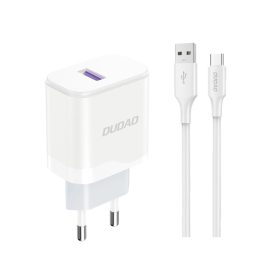   Dudao A20EU fali töltő adapter USB-A 18W + USB-A - USB-C kábel – fehér